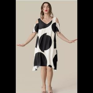 Spotted Cold Shoulder Skater Dress